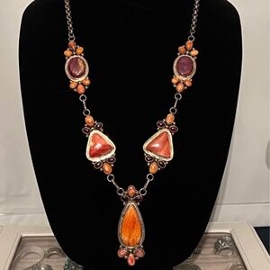 Navajo Sterling Silver Spiney Oyster Kathleen Chavez Necklace